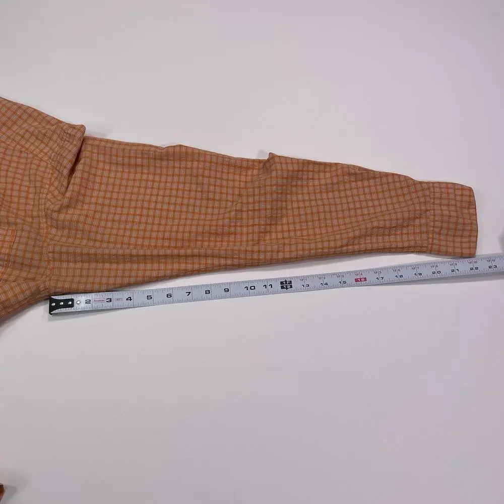 Simms Performance Shirt Mens Medium Orange Plaid Long Sleeve Fishing Outdoors